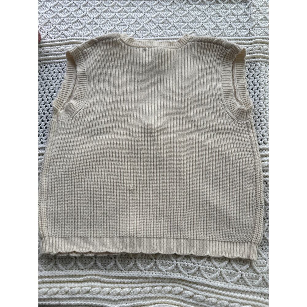 NWT Sincerely Jules Cream Cable Knit Floral Embroidered Tie-Front Vest Sweater S - Picture 10 of 12